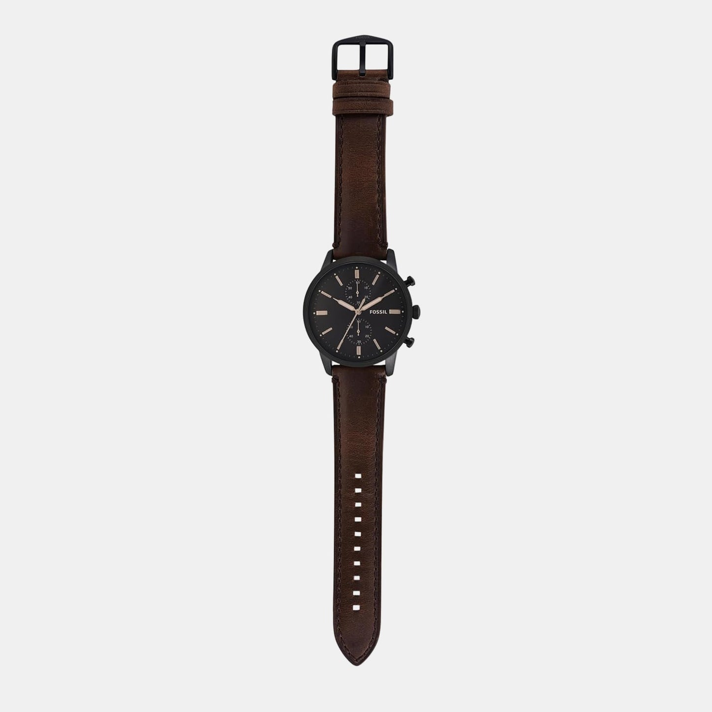 Towns Men Quartz Black Dial Chronograph Leather Watch FS5437