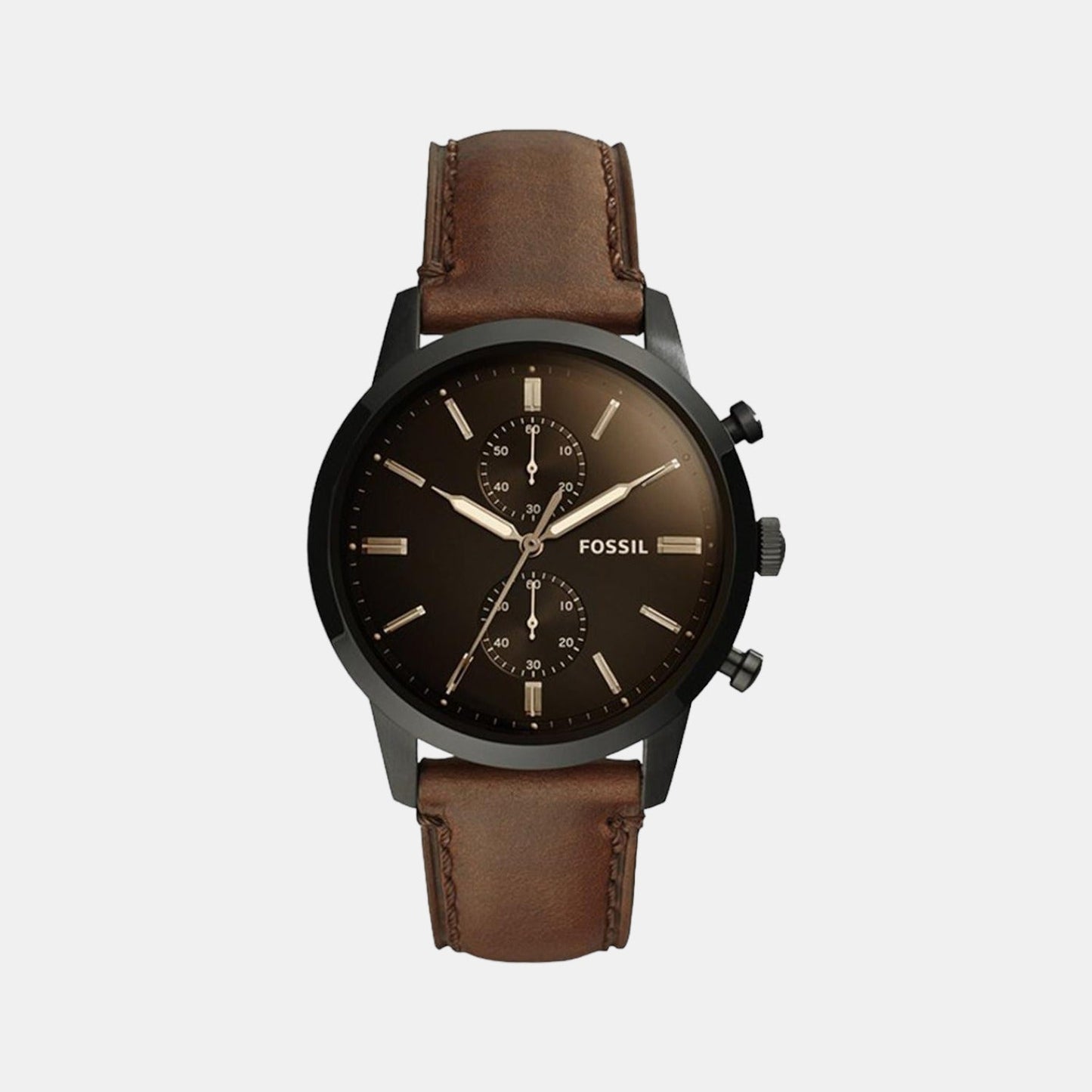 Towns Men Quartz Black Dial Chronograph Leather Watch FS5437