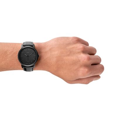 Fossil The Minimalist Two-Hand Black Leather Watch
