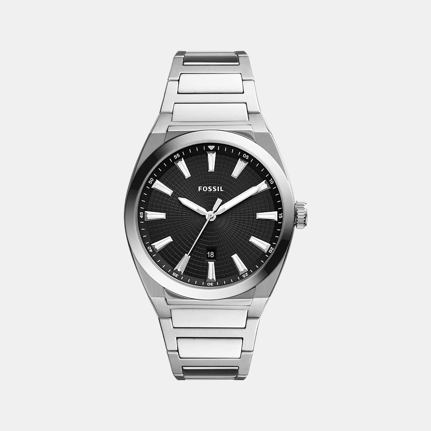 Everett Men Quartz Black Dial Analog Stainless Steel Watch FS5821