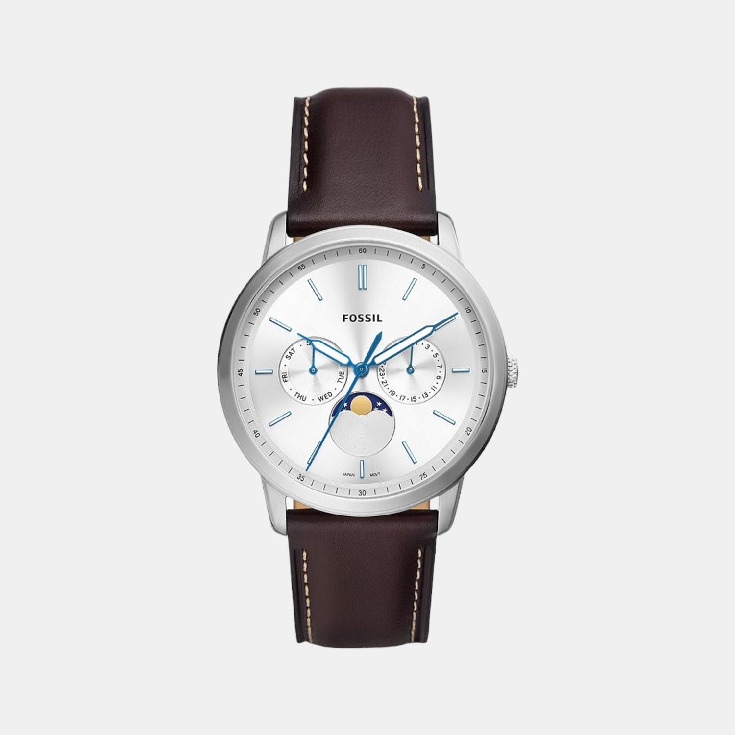 Neutra Men Quartz Silver Dial Multi-Function Leather Watch FS5905