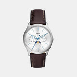 Neutra Men Quartz Silver Dial Multi-Function Leather Watch FS5905
