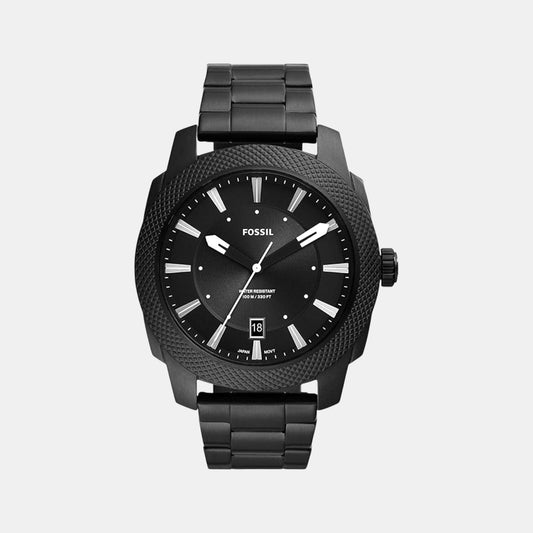 Machine Men Quartz Black Dial Analog Stainless Steel Watch FS5971