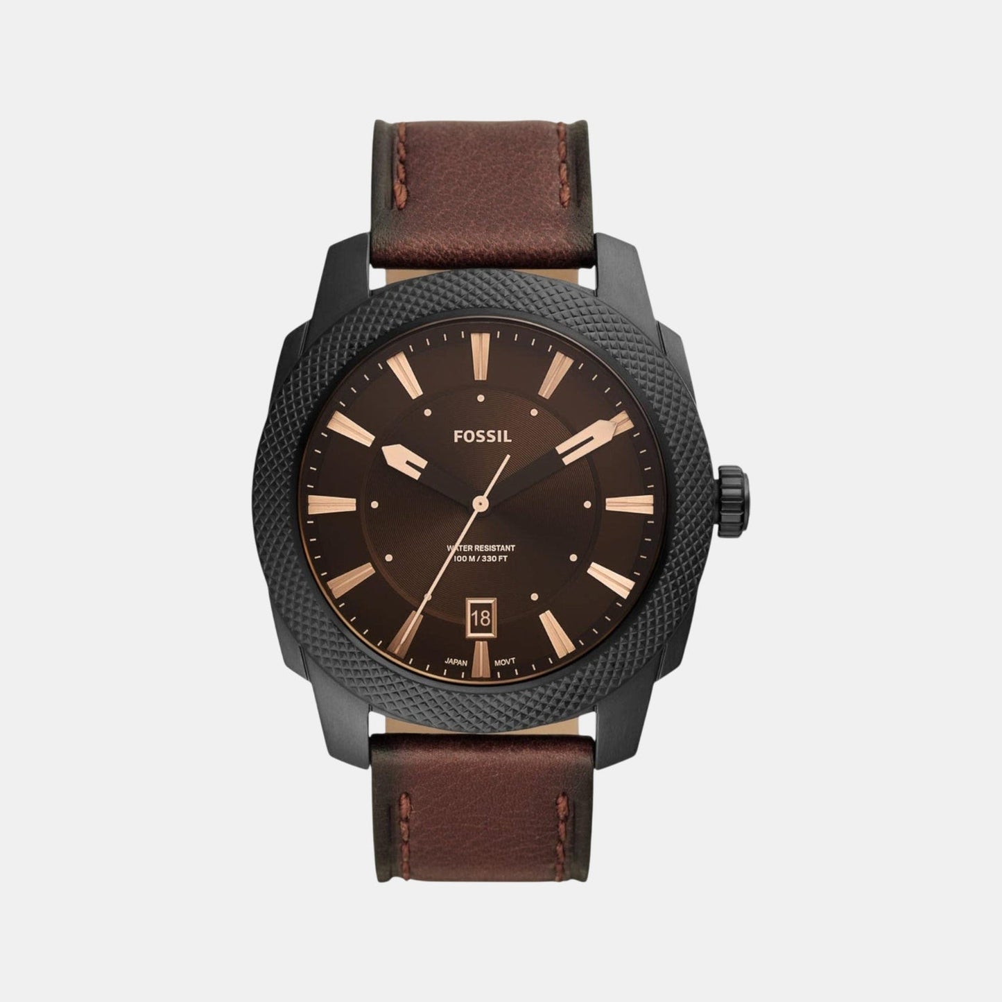 Machine Men Quartz Black Dial Analog Leather Watch FS5972