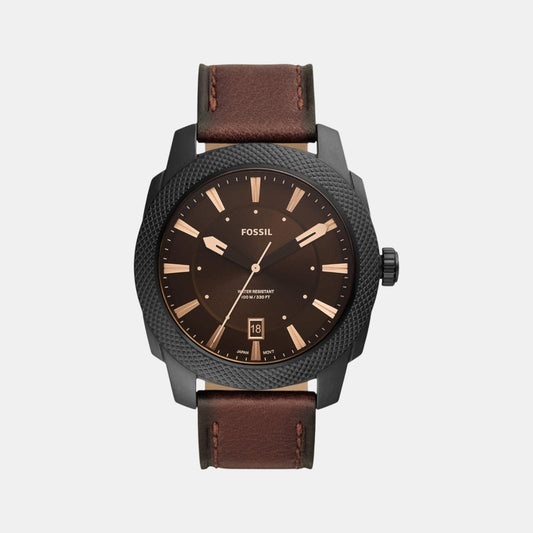 Machine Men Quartz Black Dial Analog Leather Watch FS5972