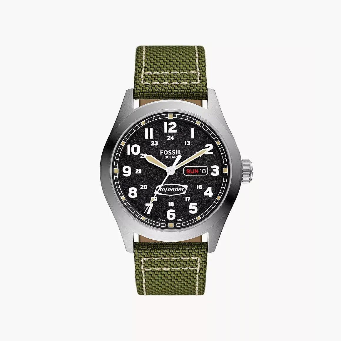 Fossil Defender Solar-Powered Olive Nylon Watch