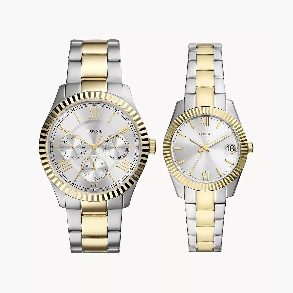 Fossil His And Hers Multifunction Two-Tone Stainless Steel Watch Set