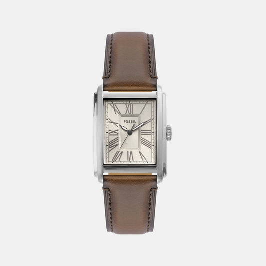 Carraway Men Quartz Cream Dial Analog Leather Watch FS6012