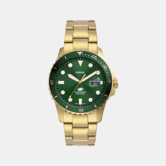 Fossil Blue Dive Men Quartz Green Dial Analog Stainless Steel Watch FS6030