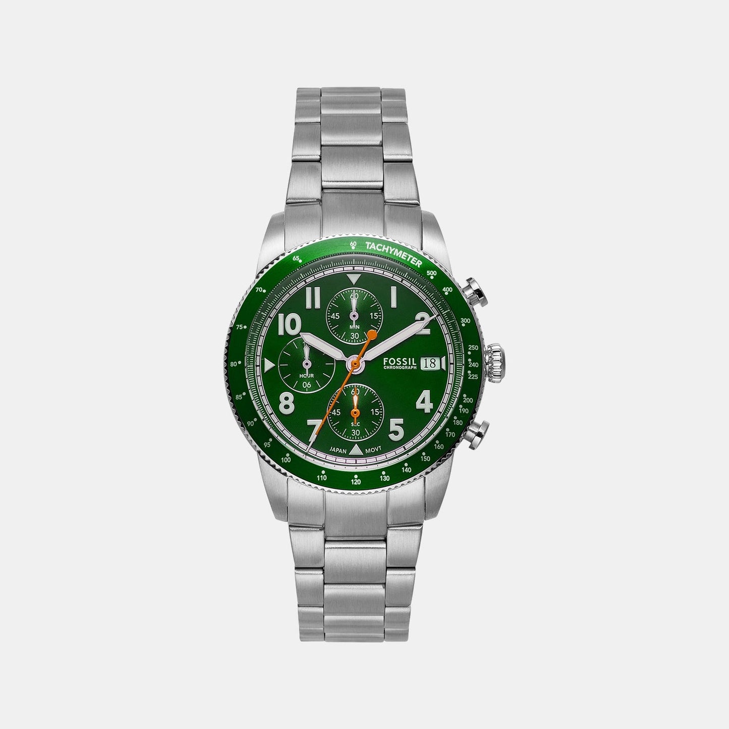 Sport Tourer Men Quartz Green Dial Chronograph Stainless Steel Watch FS6048