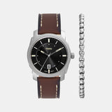 Machine Men Quartz Black Dial Analog Leather Watch FS6081SET
