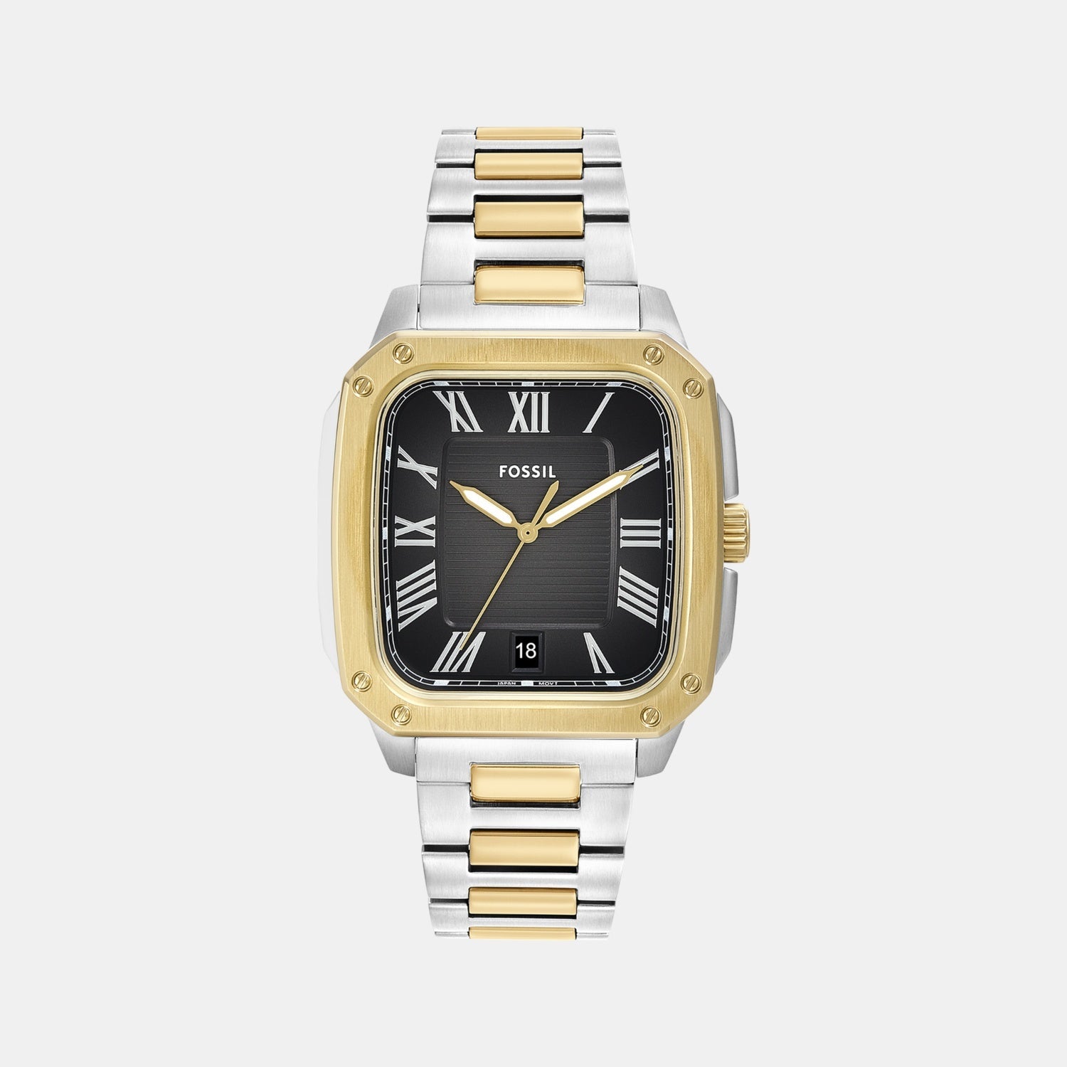 Crosby Men Quartz Black Dial Analog Stainless Steel Watch FS6123