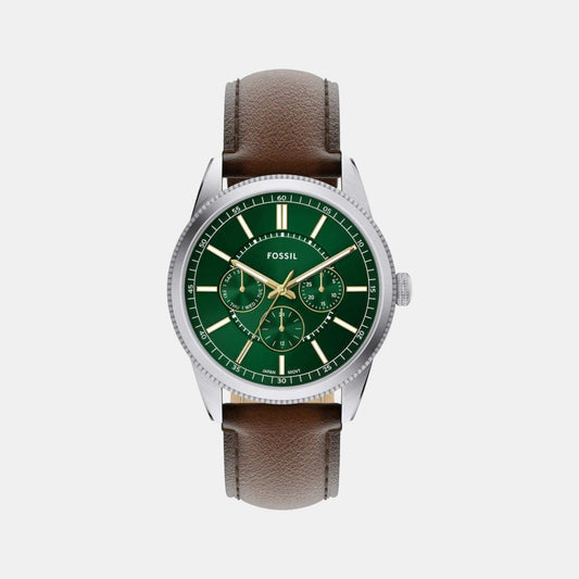 Pearson Men Quartz Green Dial Multi-Function Leather Watch FS6137