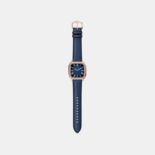 Crosby Men Quartz Blue Dial Analog Leather Watch FS6149