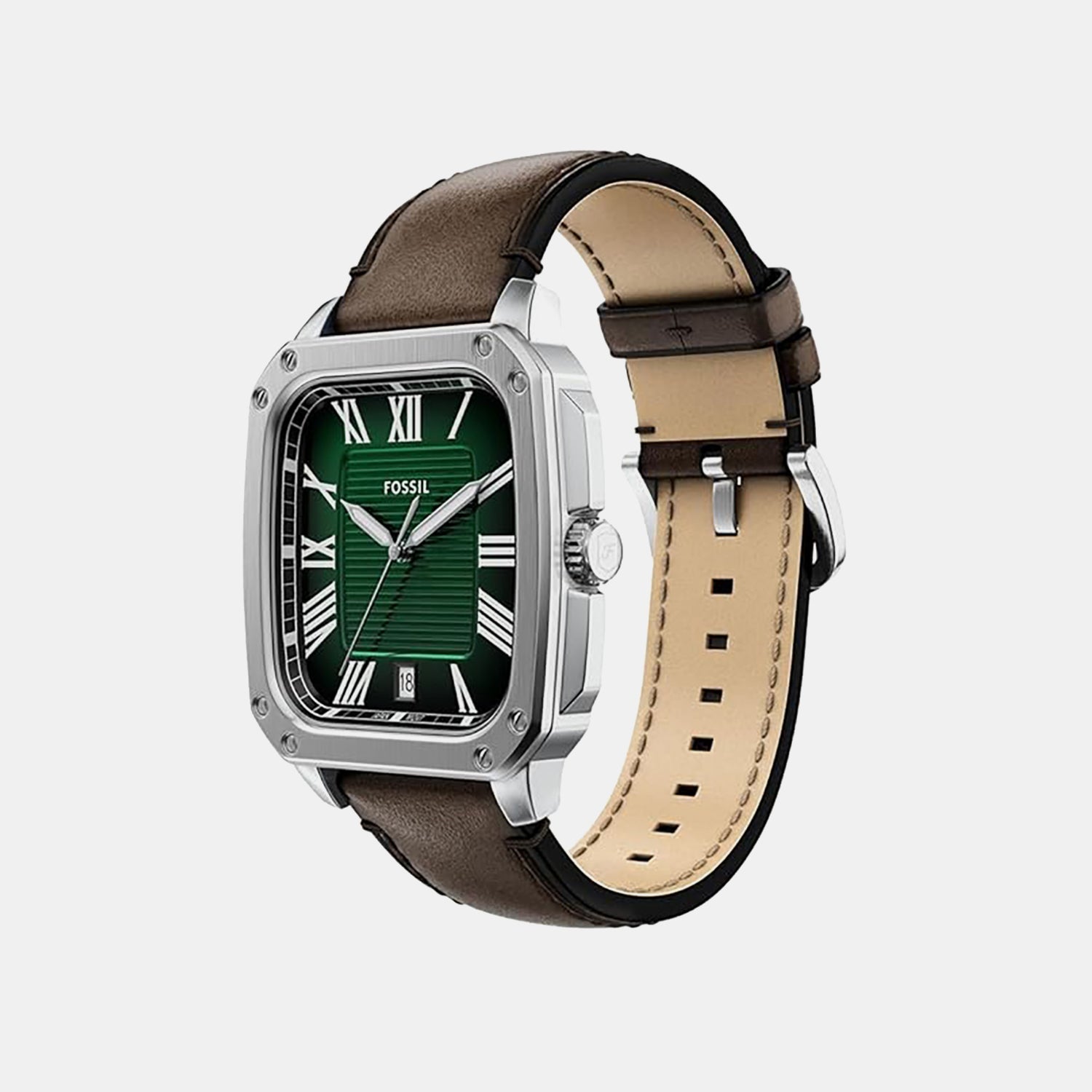 Crosby Men Quartz Green Dial Analog Leather Watch FS6150