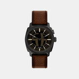 Machine Big Tic Men Quartz Black Dial Analog-Digital Leather Watch FS6165