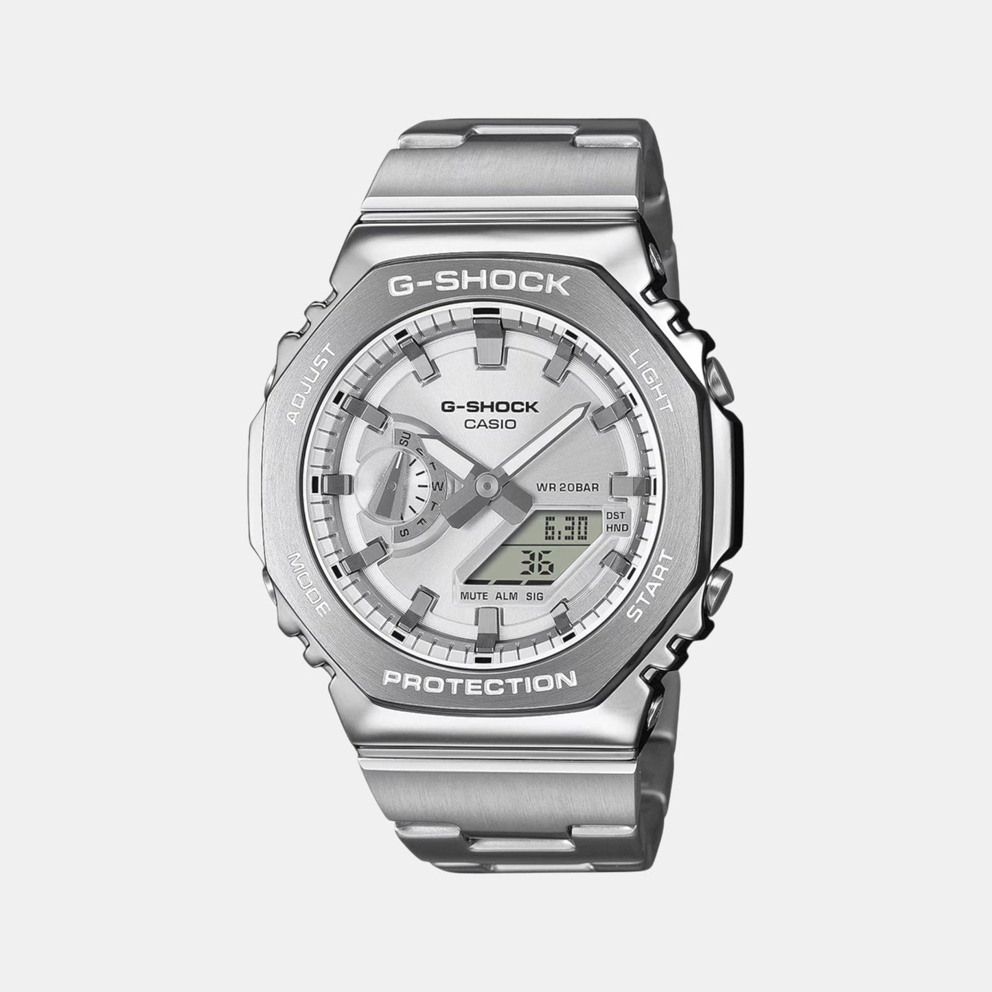G-Shock Men Quartz Silver Dial Analog-Digital Stainless Steel Watch G1612