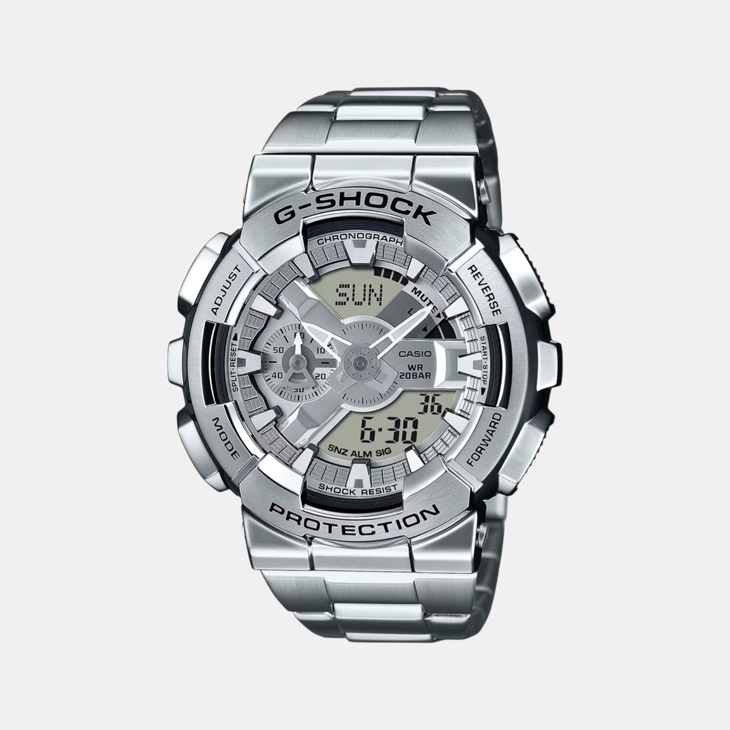 G-Shock Men Quartz Silver Dial Analog-Digital Stainless Steel Watch G1687