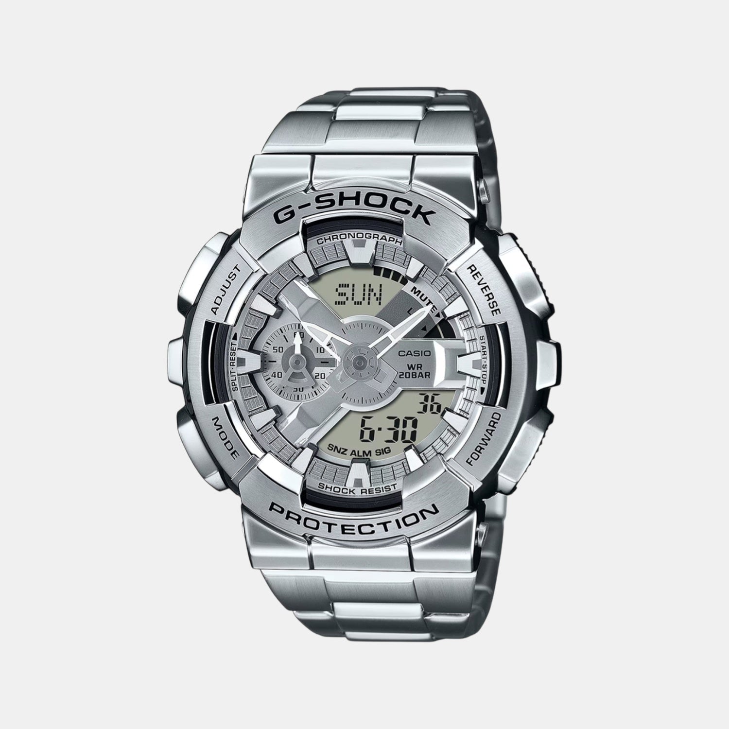 G-Shock Men Quartz Silver Dial Analog-Digital Stainless Steel Watch G1687