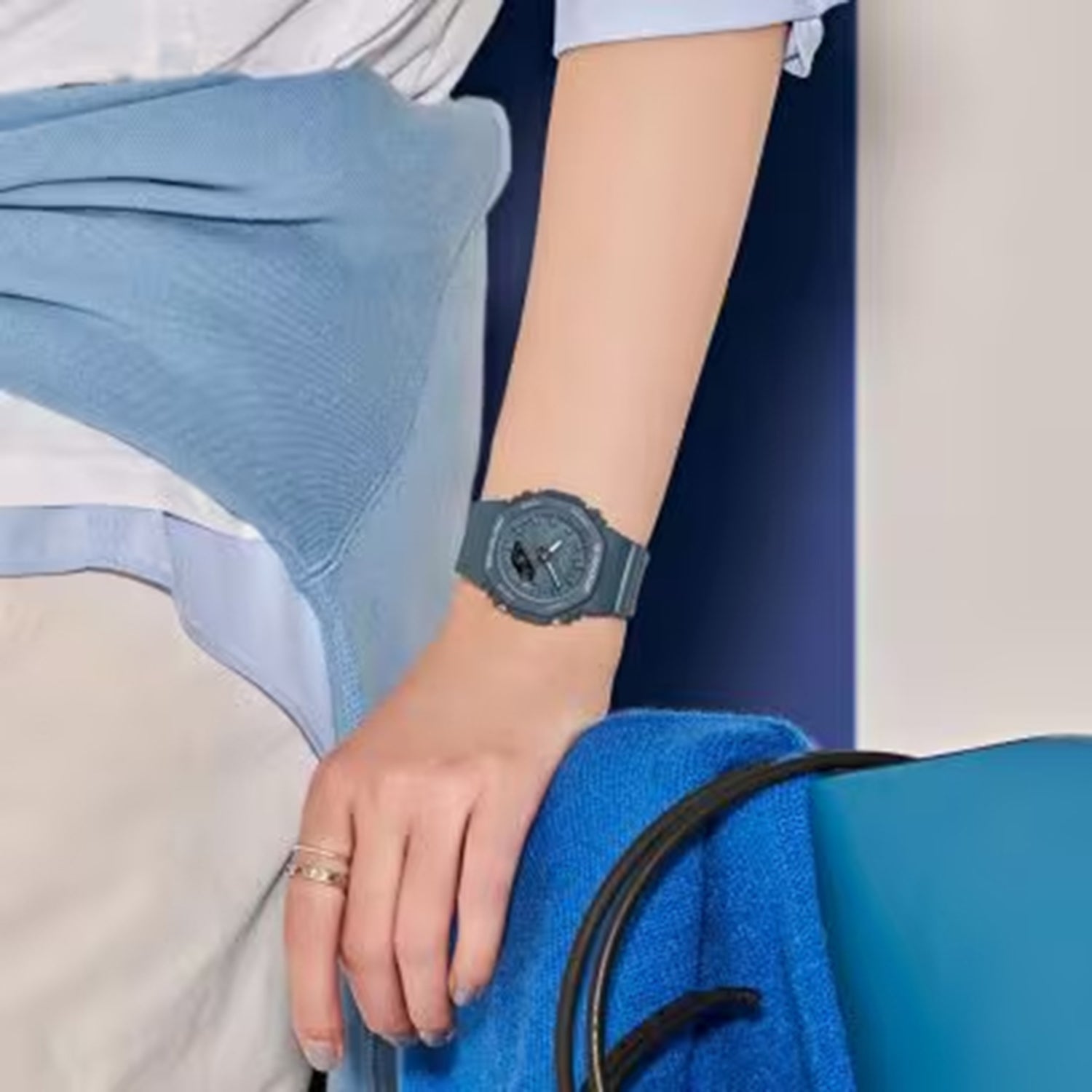 Women Quartz Blue Dial Analog-Digital Resin Watch G1797