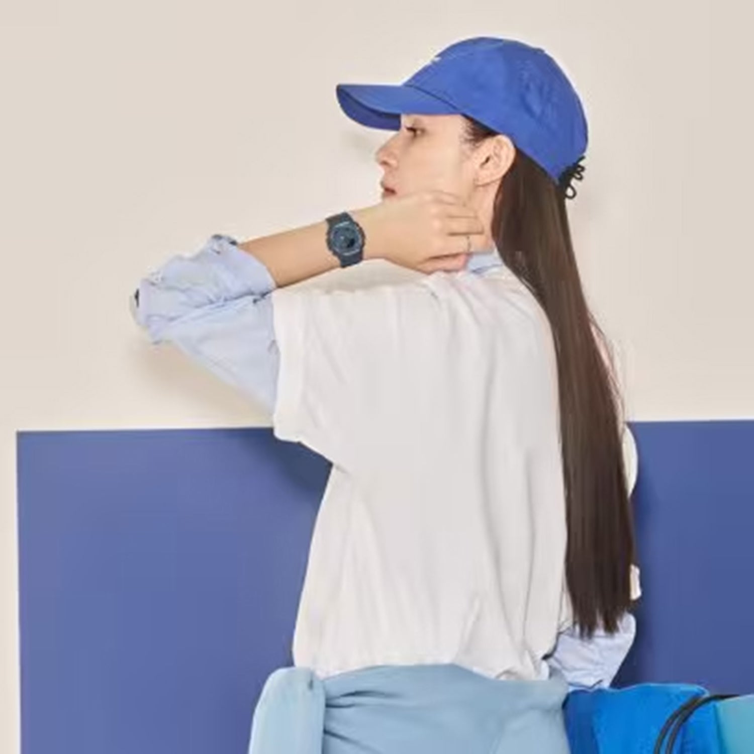 Women Quartz Blue Dial Analog-Digital Resin Watch G1797