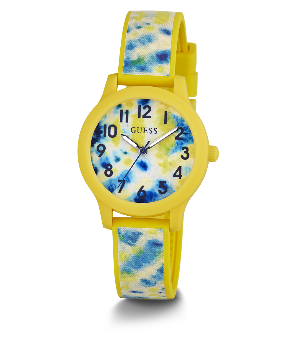 GUESS Kids Tie Dye Yellow Analog Watch
