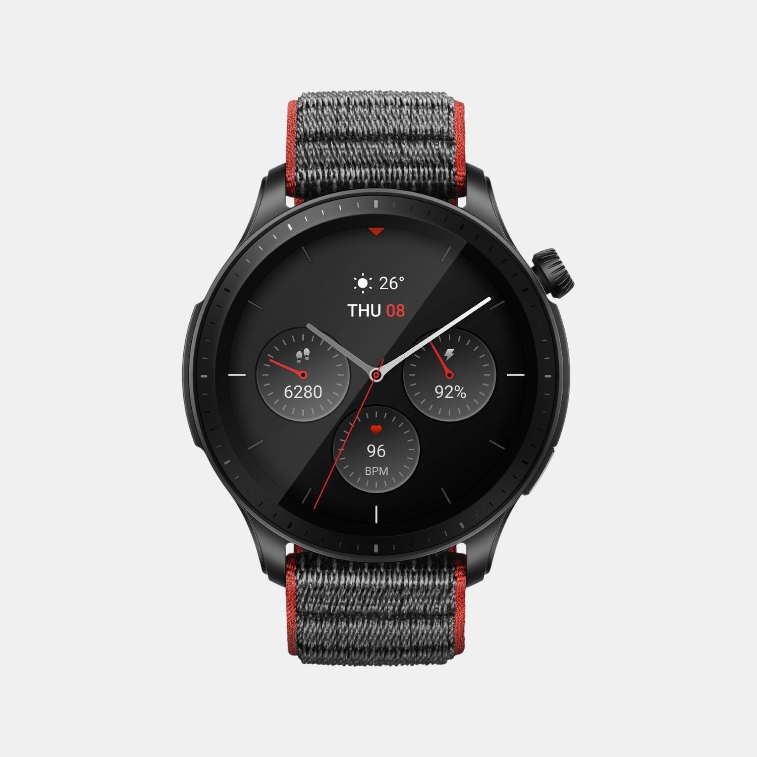 Unisex Processor Grey Dial Amoled Stainless Steel Watch GTR 4 GREY