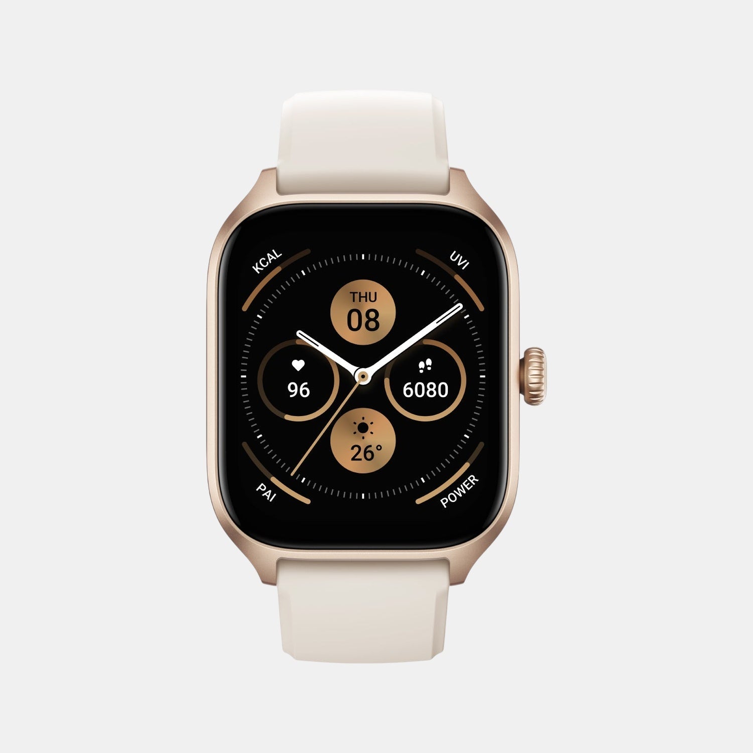 Unisex Processor White Dial Amoled Silicone Watch GTS 4 WHITE