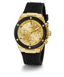 GUESS Ladies Black Gold Tone Multi-function Watch