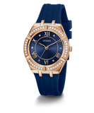 GUESS Ladies Blue Rose Gold Tone Analog Watch