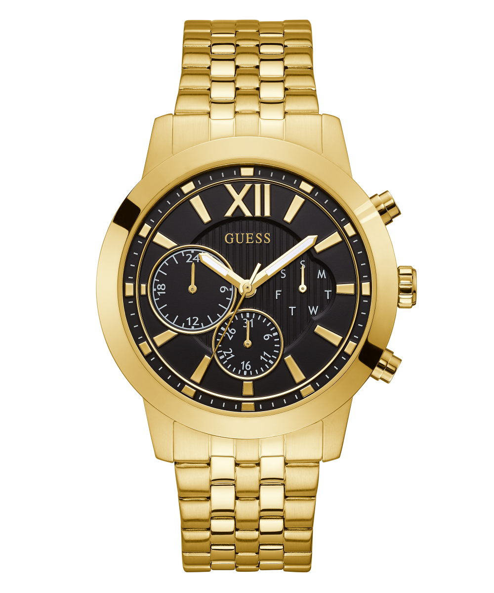 GUESS Mens Gold Tone Multi-function Watch