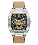 GUESS Mens Beige Silver Tone Multi-function Watch