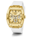 GUESS Mens White Gold Tone Multi-function Watch