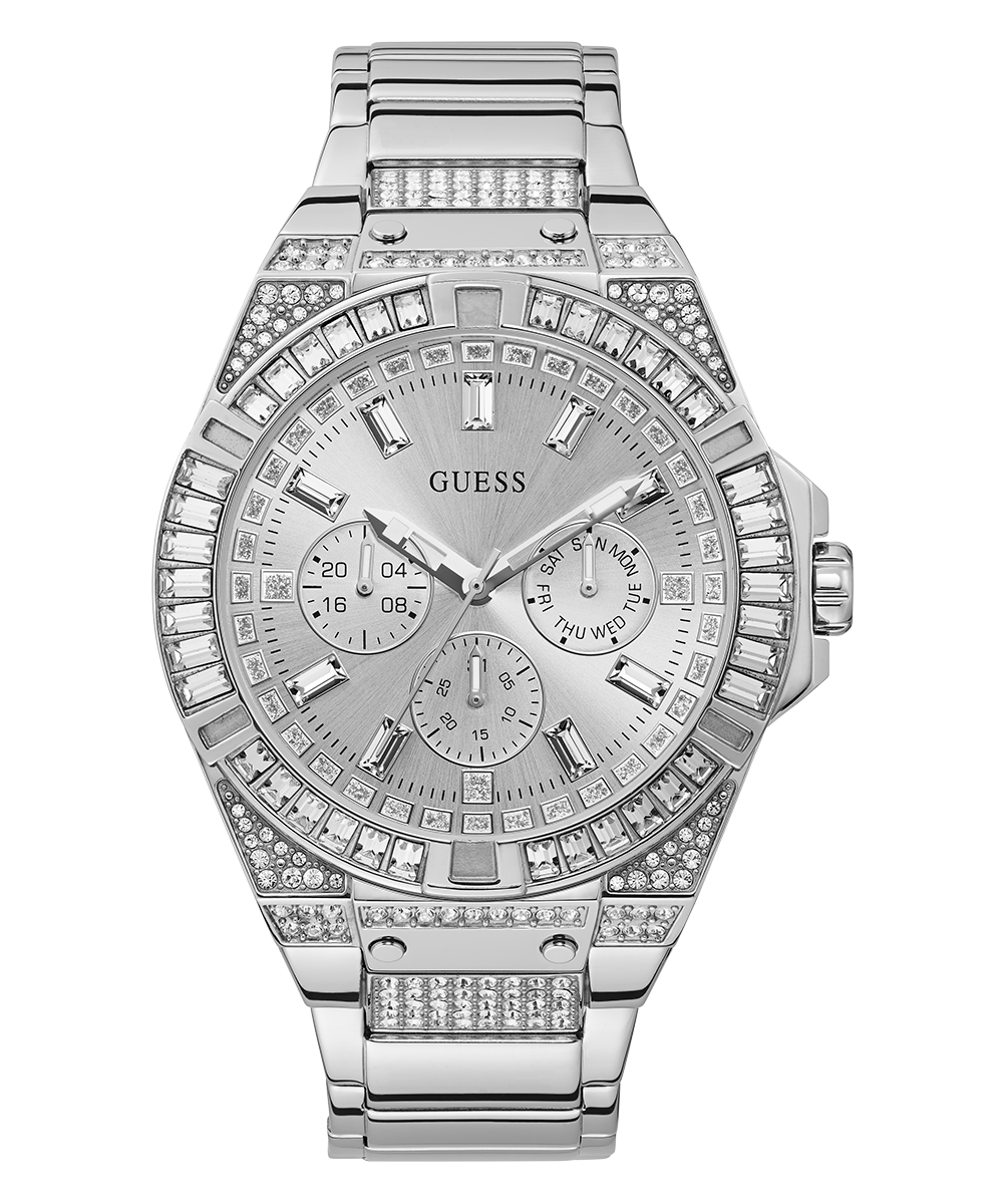 GUESS Mens Silver Tone Multi-function Watch