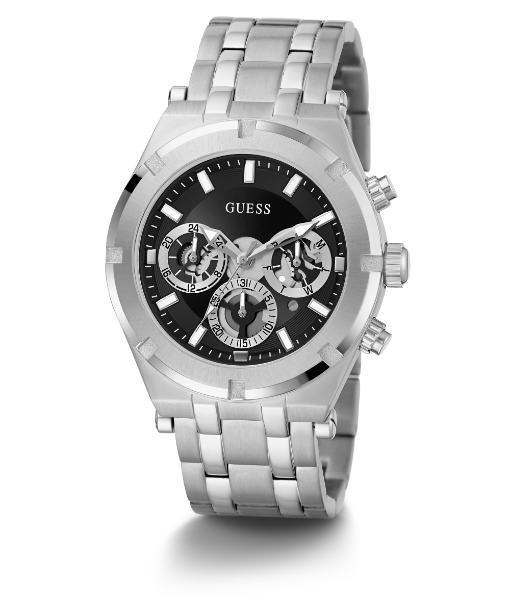 GUESS Mens Silver Tone Multi-function Watch