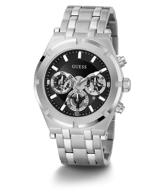 GUESS Mens Silver Tone Multi-function Watch
