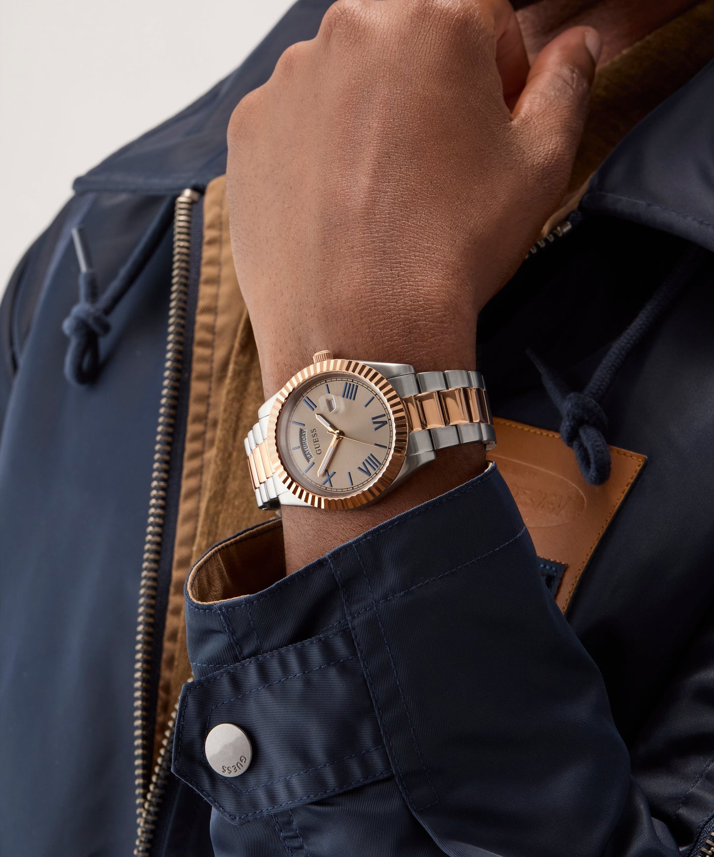 GUESS Mens 2-Tone Day/Date Watch