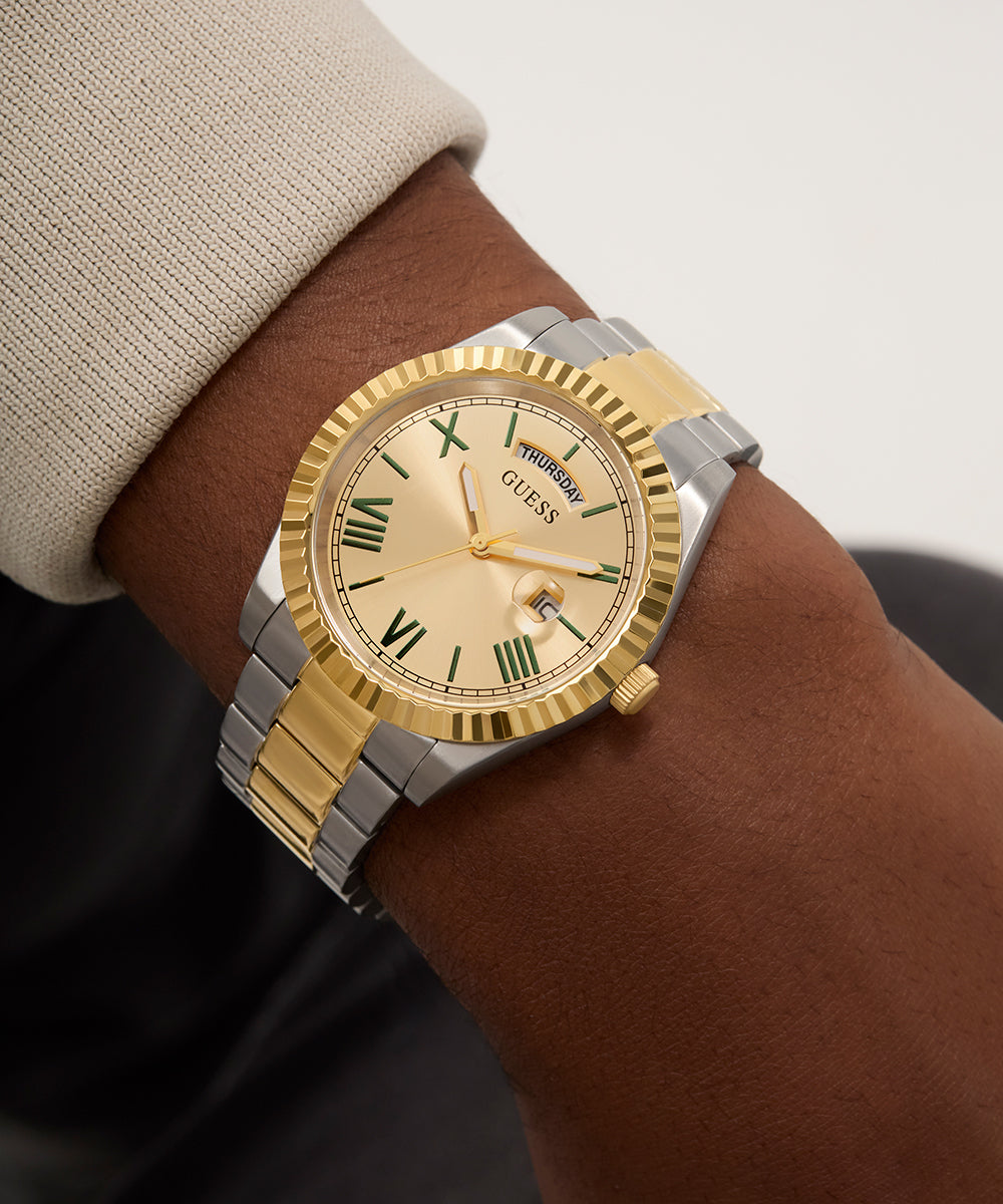GUESS Mens 2-Tone Day/Date Watch