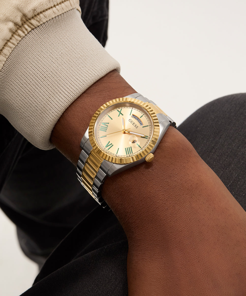 GUESS Mens 2-Tone Day/Date Watch