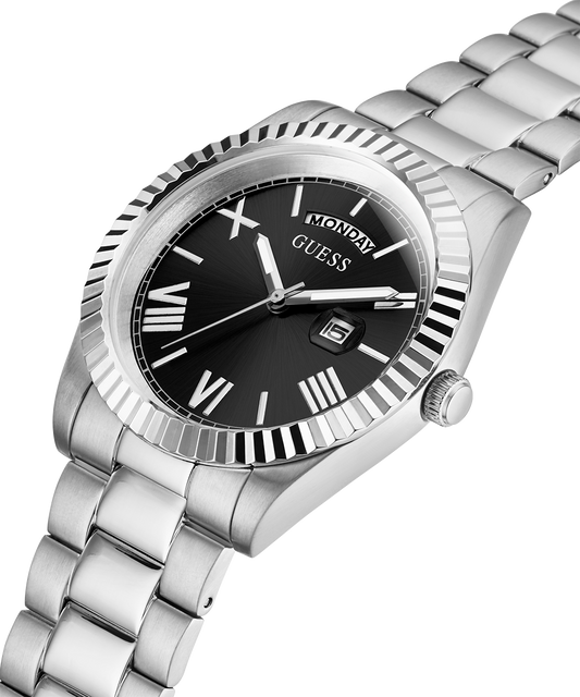 GUESS Mens Silver Tone Day/Date Watch