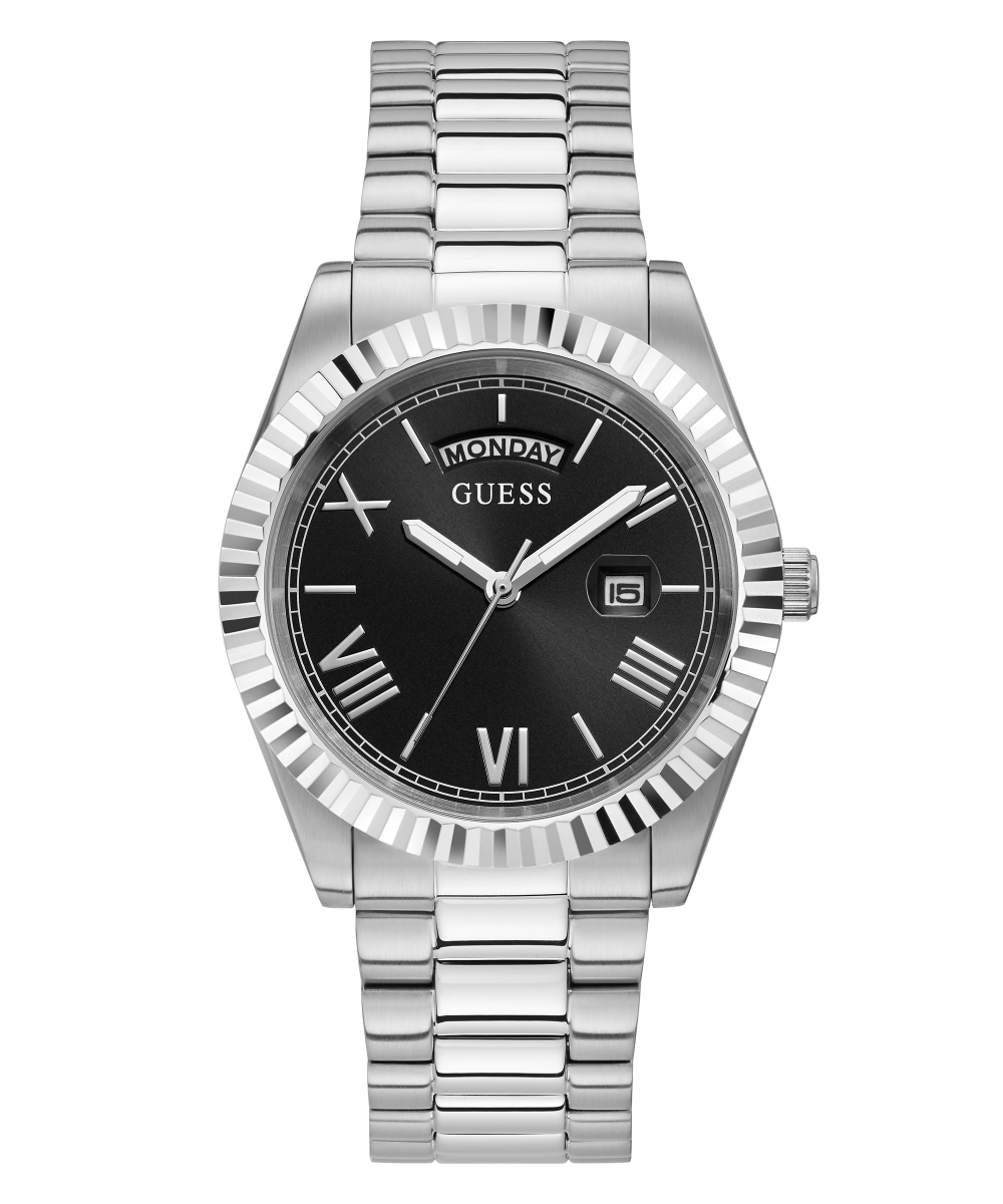 GUESS Mens Silver Tone Day/Date Watch