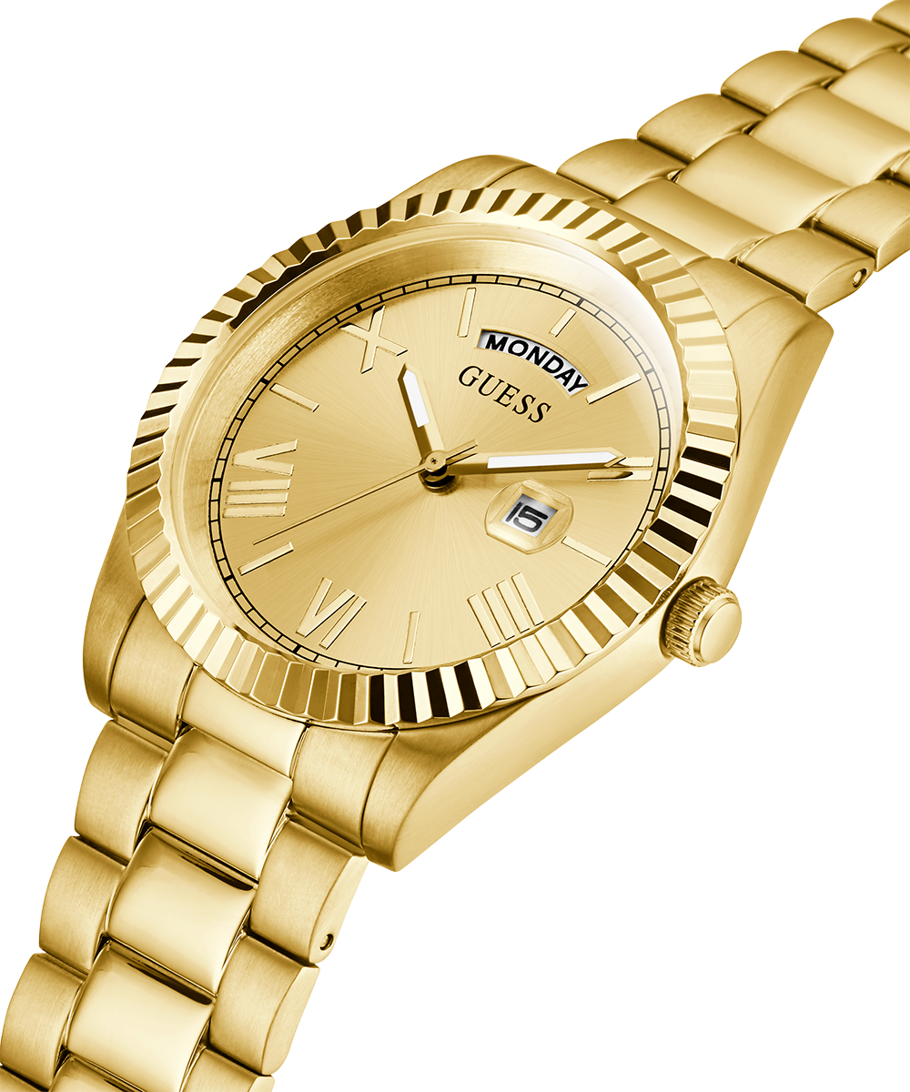 GUESS Mens Gold Tone Day/Date Watch
