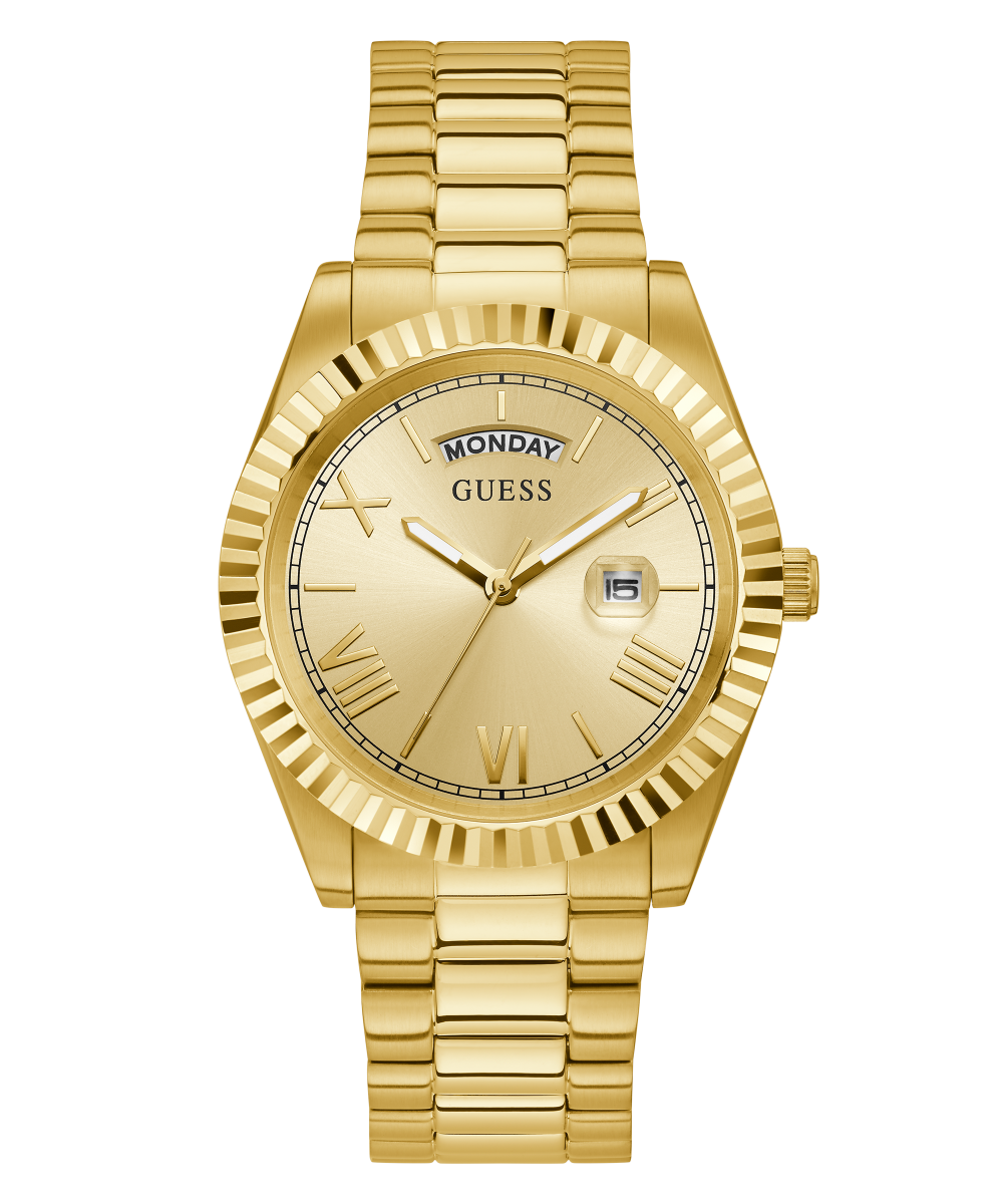 GUESS Mens Gold Tone Day/Date Watch
