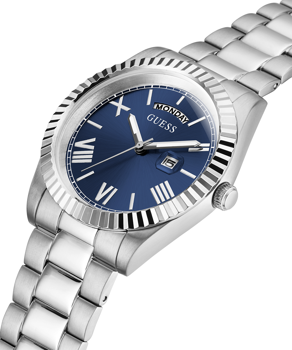 GUESS Mens Silver Tone Day/Date Watch