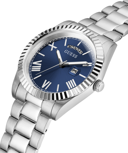 GUESS Mens Silver Tone Day/Date Watch