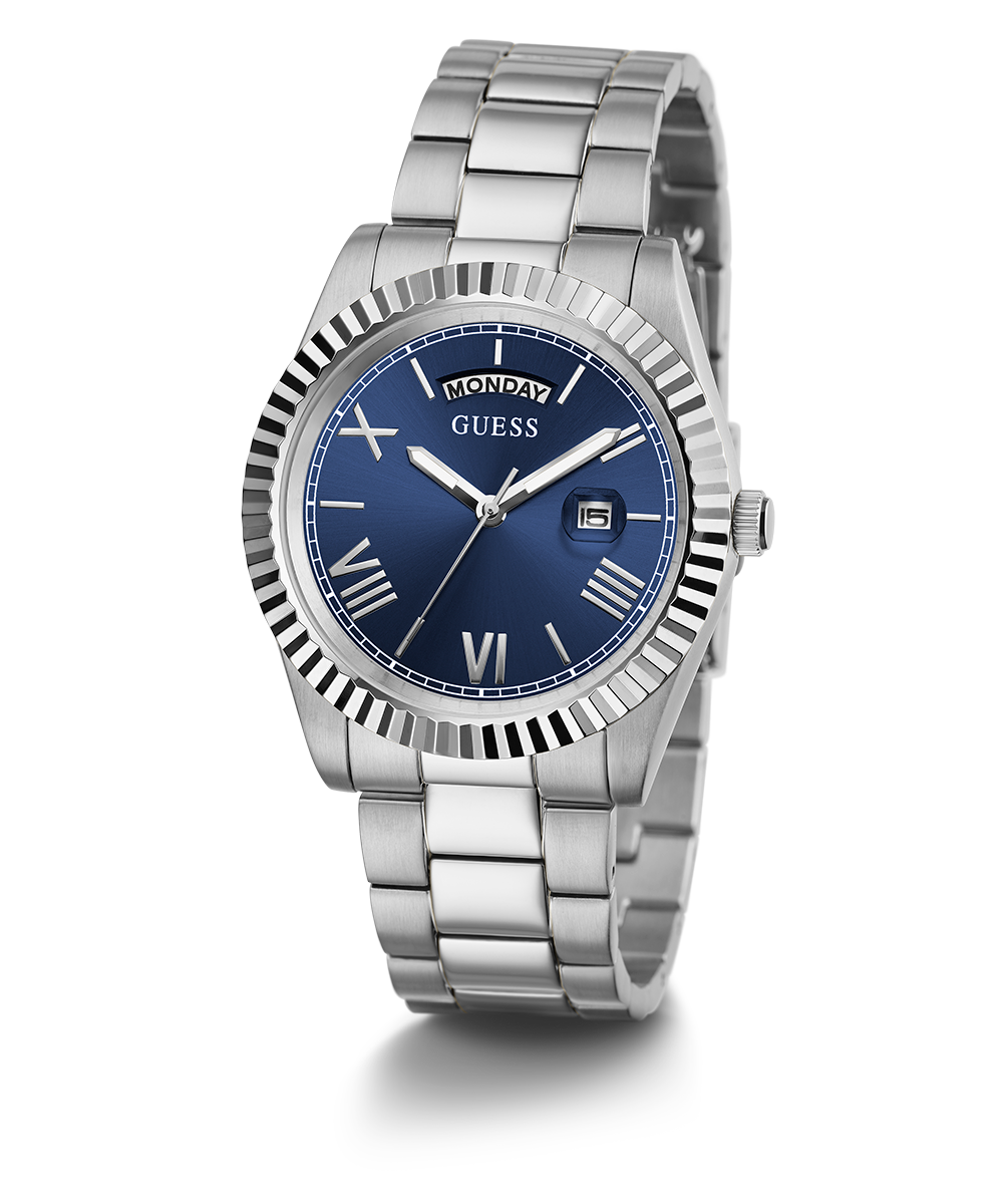 GUESS Mens Silver Tone Day/Date Watch