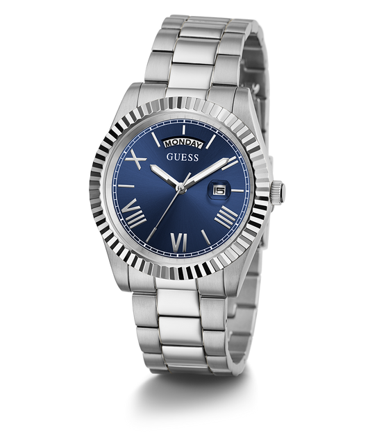 GUESS Mens Silver Tone Day/Date Watch