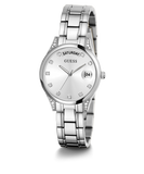 GUESS Ladies Silver Tone Day/Date Watch