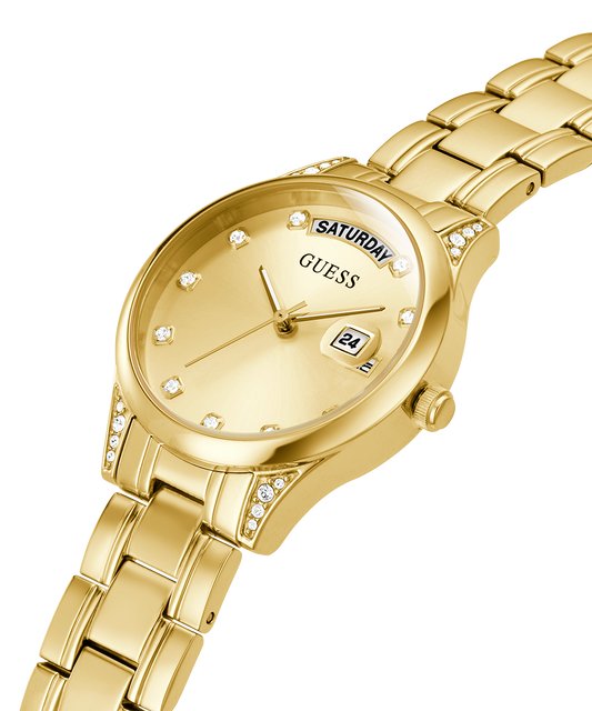 GUESS Ladies Gold Tone Day/Date Watch