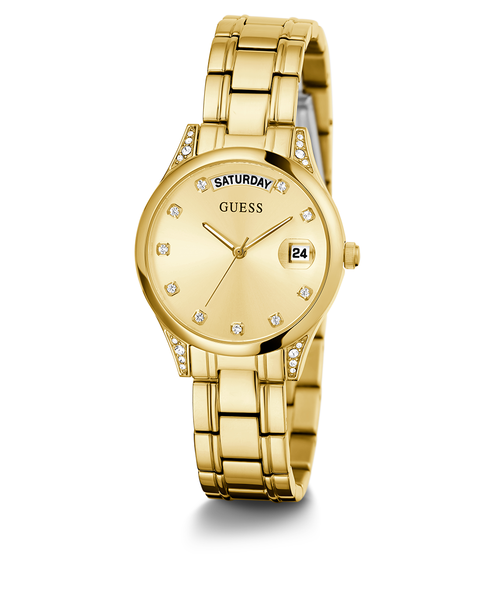 GUESS Ladies Gold Tone Day/Date Watch